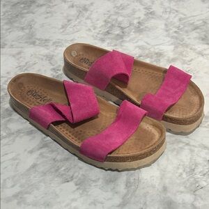 BIOSTEP Pink Suede Leather Women's Strap Sandals Sz 9 1/2